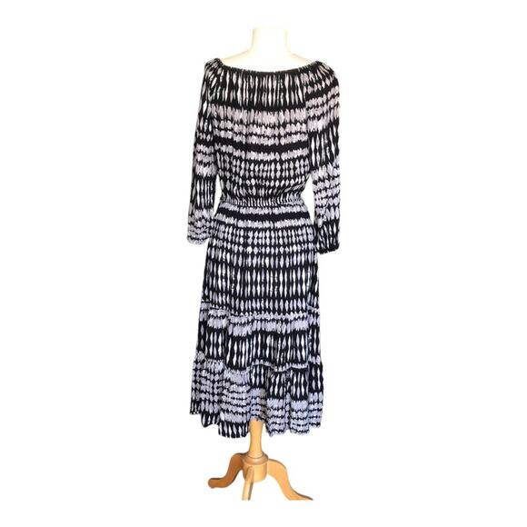 LoveStitch NWT Vici Women’s Kaleidoscope Adjustable Midi Dress Small Black Taupe - Picture 7 of 16